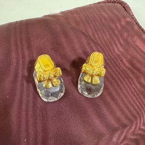 Retired Swarovski Crystal Memories Miniature Booties/Baby Shoes Gold Plated